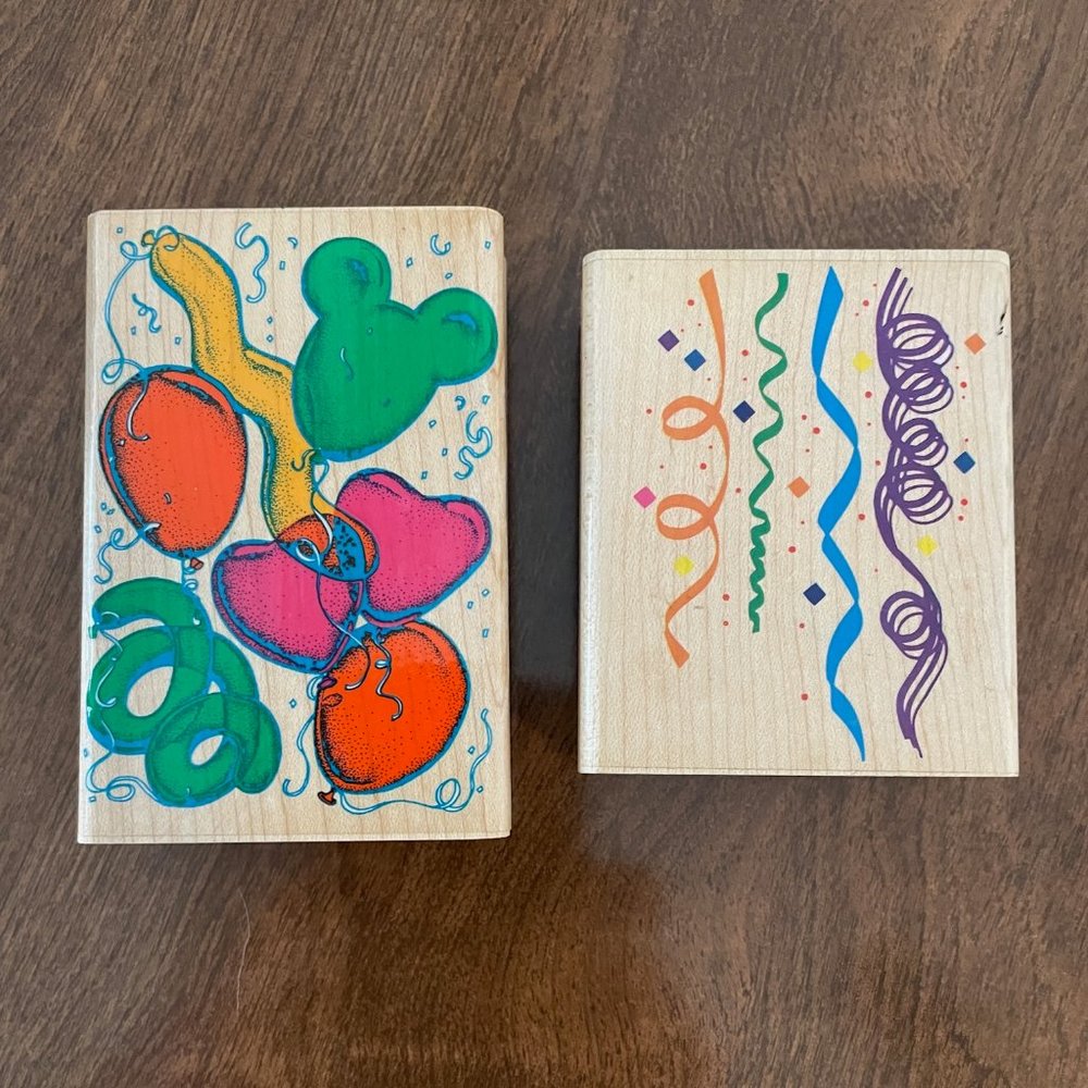 Retro Balloons and Streamers Scrapbooking Stamp Set
